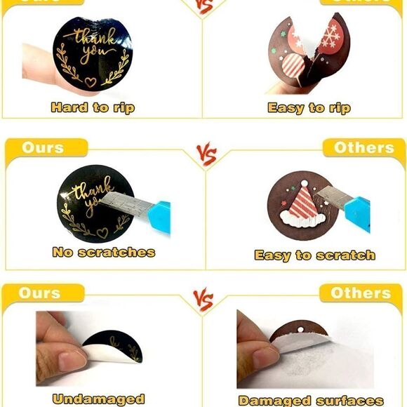 Thank You stickers Black and Gold - 1.5” roll of 500 NWT - Picture 4 of 8
